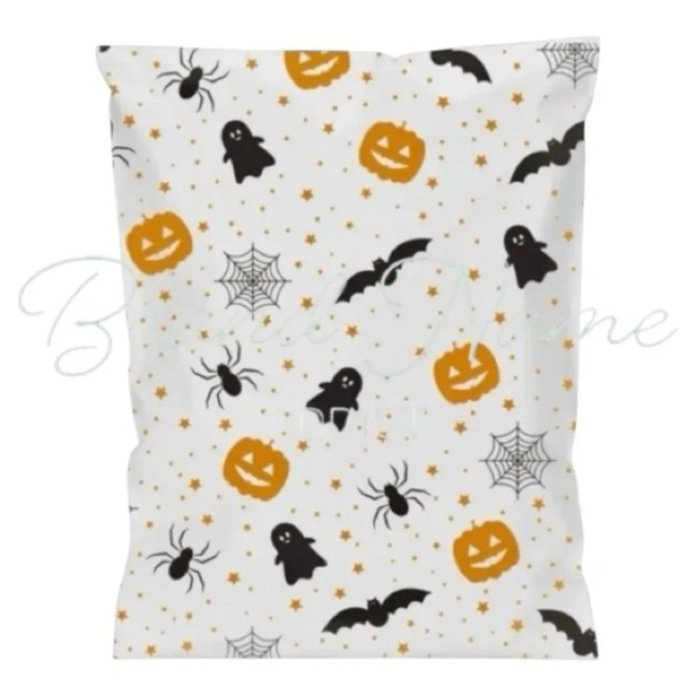 PRICE IS FIRM - Set of 10 Halloween Pumpkin Bat White 10 x 13 Poly Mailer Bags